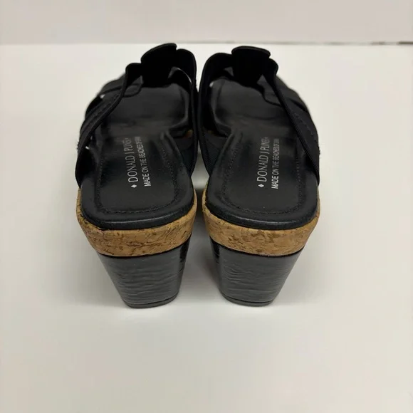 Donald J. Pliner Black Wedge Sandals Clare Cork Platform Size 8.5 - Picture 3 of 10